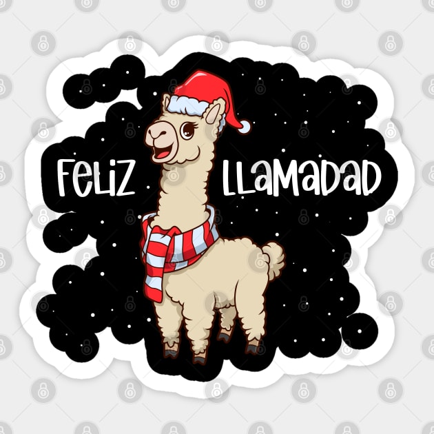 Christmas llama - Feliz Llamadad Sticker by Modern Medieval Design